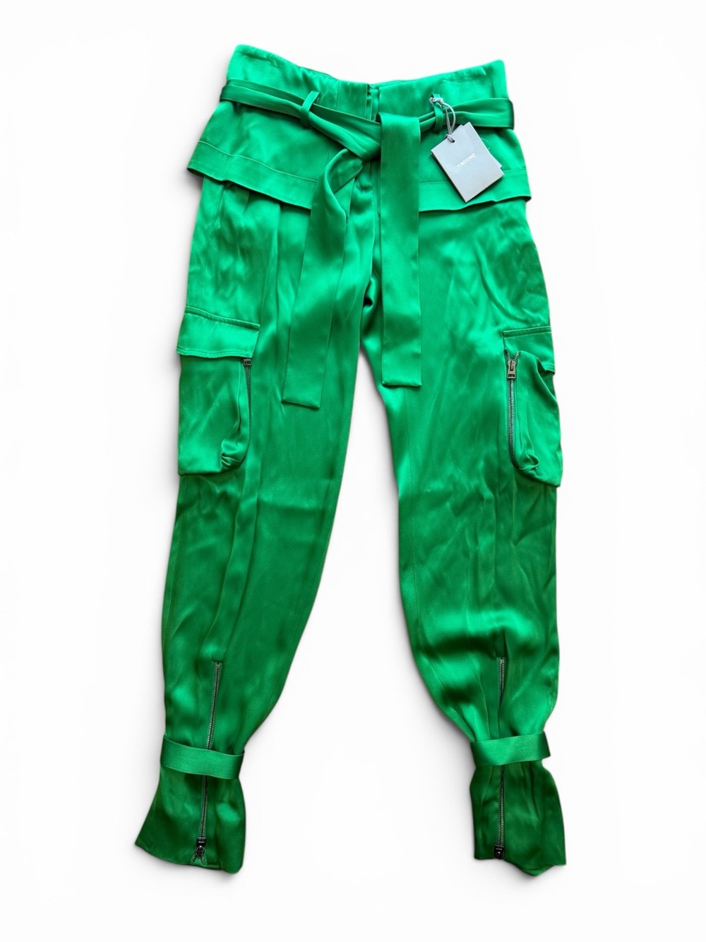 Tom Ford Emerald Green Satin Cargo Pant